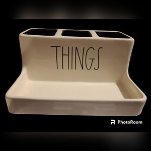 Rae Dunn porcelain Things triple organizer with tray